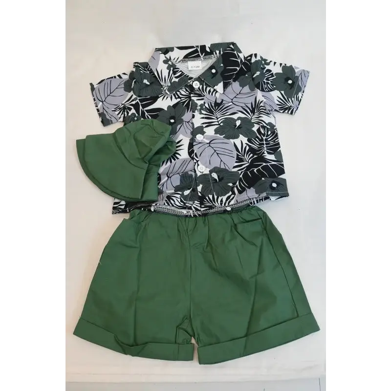 Baby Boy Tropical Hawaiian 3-Piece Outfit Set