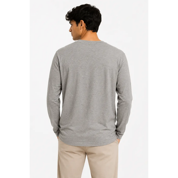 Men’s Light Grey Long Sleeve T-Shirt – Everyday Comfort Fit - Men’s Long Sleeve T-Shirt