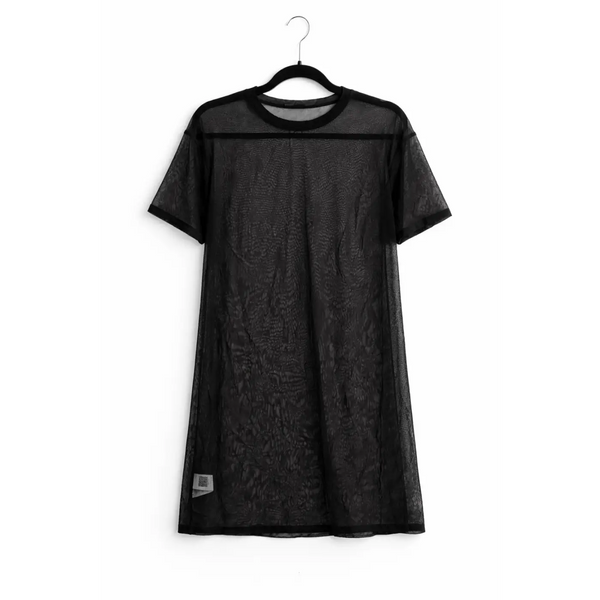 Women’s Sheer Black Mesh Cover-Up Dress – Lightweight Short Sleeve Beach Dress - Women’s Cover-Up Dress