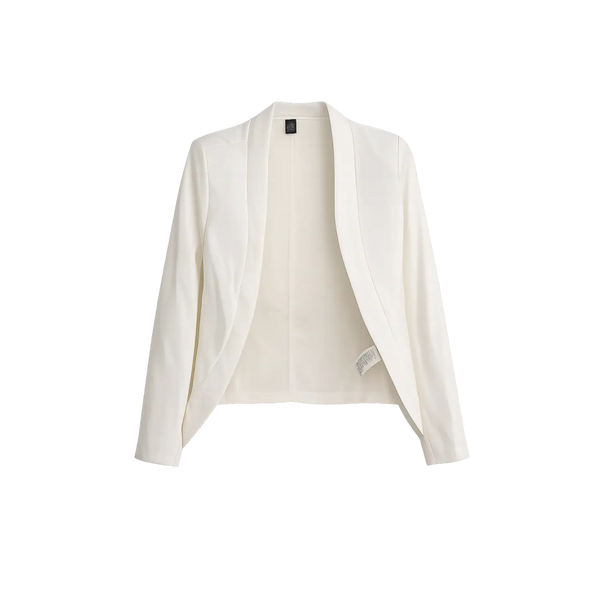 Women’s White Open Front Blazer – Tailored Minimalist Lightweight Jacket