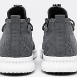 Men's Grey Knit Trainers Lightweight Lace-Up Casual Running Shoes