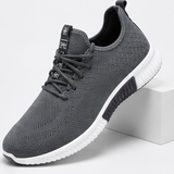 Men's Grey Knit Trainers Lightweight Lace-Up Casual Running Shoes