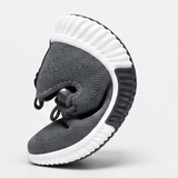 Men's Grey Knit Trainers Lightweight Lace-Up Casual Running Shoes