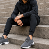 Men's Grey Knit Trainers Lightweight Lace-Up Casual Running Shoes