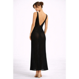 Black Backless Knit Maxi Dress – Sleeveless Deep V Elegant Bodycon Dress - Women’s Dress
