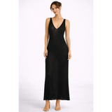 Black Backless Knit Maxi Dress – Sleeveless Deep V Elegant Bodycon Dress - Women’s Dress