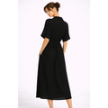 Black Button-Front Midi Dress – Casual Chic Collared Dress with Pockets - Women’s Dress