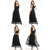 Black Crossover Lace Tiered Maxi Dress – Elegant Sleeveless Evening Dress - Women’s Dress