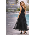 Black Crossover Lace Tiered Maxi Dress – Elegant Sleeveless Evening Dress - Women’s Dress