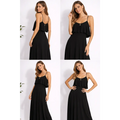 Black Flowy Maxi Dress – Spaghetti Strap Ruffle Layer Dress - Women’s Dress