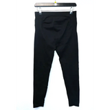 Black High-Waist Seamless Ribbed Leggings, Size M