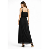 Black Spaghetti Strap Layered Maxi Dress – Flowy Elegant Summer Dress - Women’s Dress