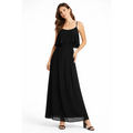 Black Spaghetti Strap Layered Maxi Dress – Flowy Elegant Summer Dress - Women’s Dress