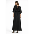 Black Tie-Neck Flutter Sleeve Maxi Dress – Elegant Flowing Evening Dress - Women’s Dress