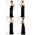 Black & White Bow Maxi Dress – Elegant Contrast Evening Gown - Women’s Dress