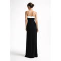 Black & White Bow Maxi Dress – Elegant Contrast Evening Gown - Women’s Dress