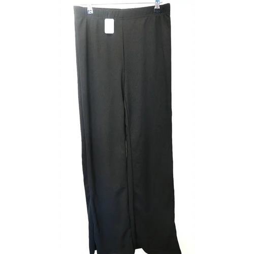 Black Wide-Leg Trousers, Pull-On Elasticated Wais