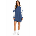 Blue & White Colorblock Raglan Sweatshirt Dress – Casual Long Sleeve Mini Dress