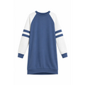 Blue & White Colorblock Raglan Sweatshirt Dress – Casual Long Sleeve Mini Dress