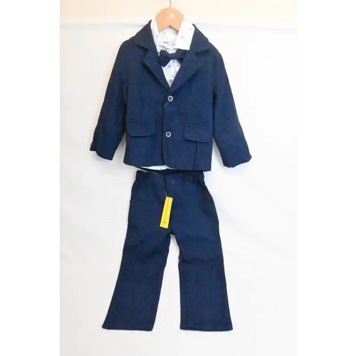 Boys Navy 4-Piece Suit Set