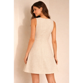 Chic Beige Tweed Mini Dress – Sleeveless A-Line with Pocket Detail