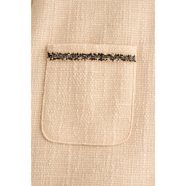 Chic Beige Tweed Mini Dress – Sleeveless A-Line with Pocket Detail