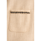 Chic Beige Tweed Mini Dress – Sleeveless A-Line with Pocket Detail