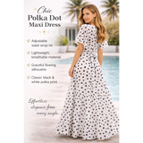 Chic Polka Dot Wrap Maxi Dress – Black & White Elegant Summer Dress - Women’s Dress