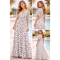 Chic Polka Dot Wrap Maxi Dress – Black & White Elegant Summer Dress - Women’s Dress