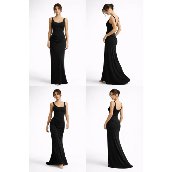 Classic Black Bodycon Maxi Dress – Sleek Elegant Evening Gown - Women’s Dress