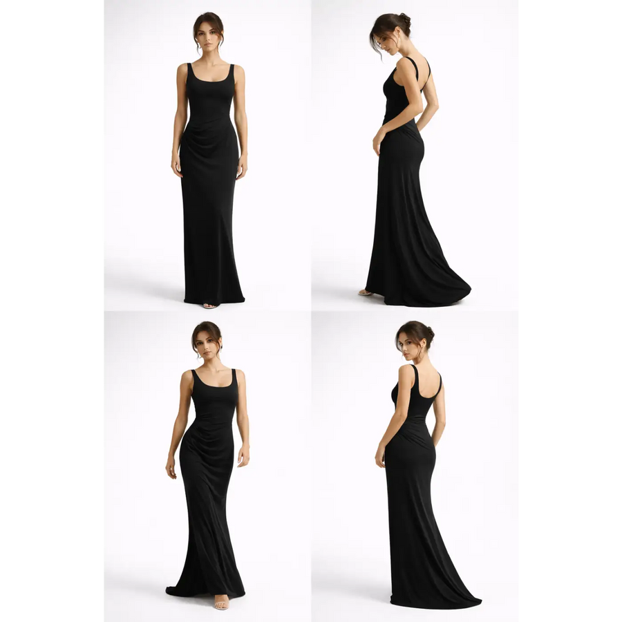 Classic Black Bodycon Maxi Dress – Sleek Elegant Evening Gown - Women’s Dress