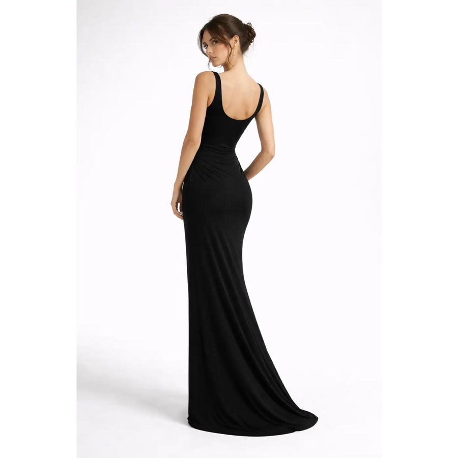 Classic Black Bodycon Maxi Dress – Sleek Elegant Evening Gown - Women’s Dress