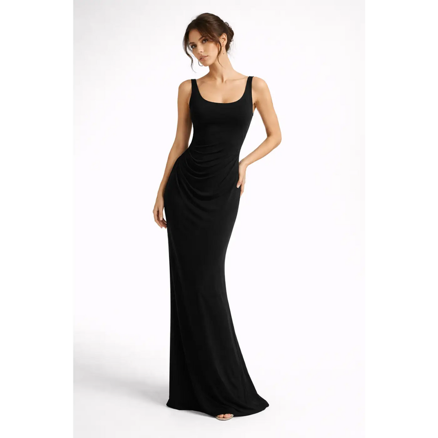 Classic Black Bodycon Maxi Dress – Sleek Elegant Evening Gown - Women’s Dress