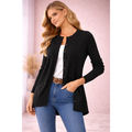 Classic Black Button Front Knit Cardigan - Women’s Cardigan