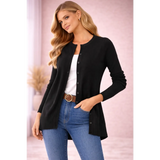 Classic Black Button Front Knit Cardigan - Women’s Cardigan
