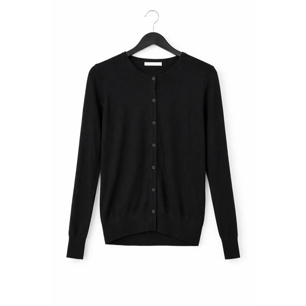 Classic Black Button Front Knit Cardigan - Women’s Cardigan