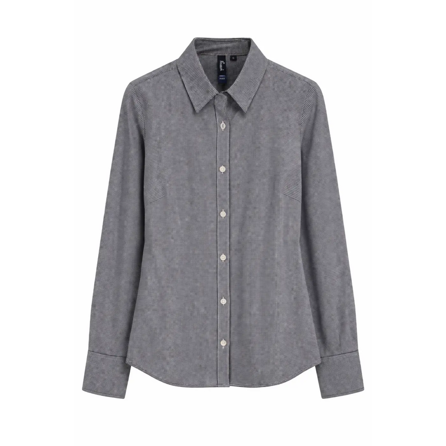 Classic Grey Micro-Check Button-Up Shirt – Tailored Fit