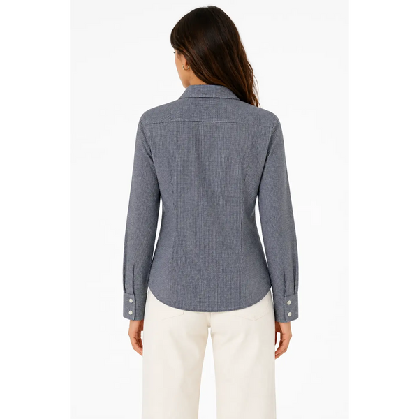 Classic Grey Micro-Check Button-Up Shirt – Tailored Fit