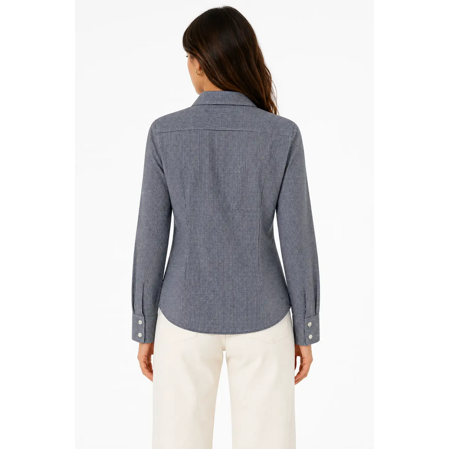 Classic Grey Micro-Check Button-Up Shirt – Tailored Fit