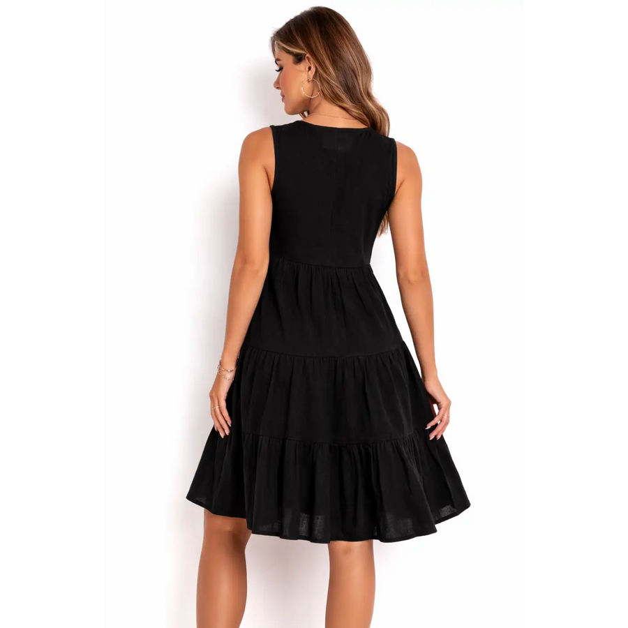 Classic Tiered Sleeveless Mini Dress - Mini Dress / Casual Dress / Tiered Dress