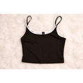 Contrast Trim Double Strap Crop Cami – Black - Crop Cami Top