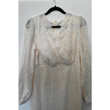 Cream Textured Floral Midi Dress, Size. M
