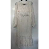 Cream Textured Floral Midi Dress, Size. M
