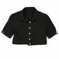 Cropped Button-Up Denim Jacket - Cropped Jacket / Denim Jacket / Casual Outerwear