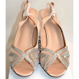 Diamante Peep Toe Slingback Heels, Size 6