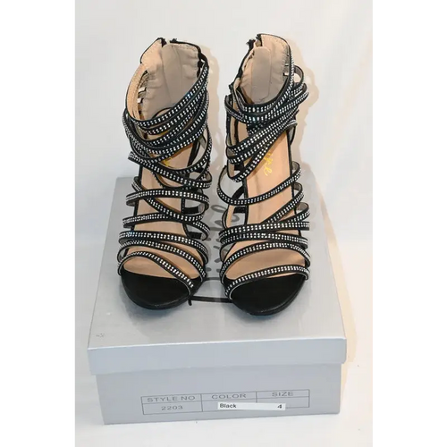 Divine Black Diamante Heels Size 4, New