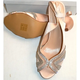 Divine Champagne Diamante Peep Toe Slingback Heels, Size 7