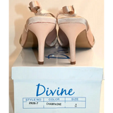 Divine Champagne Diamante Peep Toe Slingback Heels Size 8