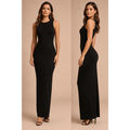 Elegant Black Bodycon Maxi Dress – Sleeveless Slim Fit Evening Gown - Women’s Dress