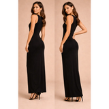 Elegant Black Bodycon Maxi Dress – Sleeveless Slim Fit Evening Gown - Women’s Dress